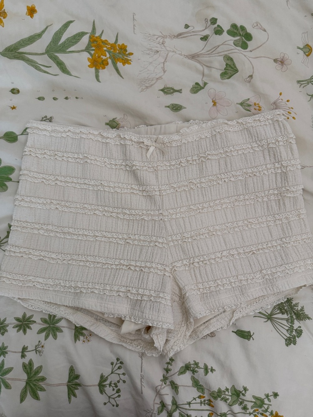 wild fable Cream Crochet-Trim Lounge Shorts